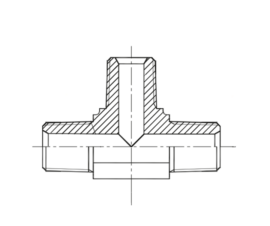 Adaptadores TEE Macho NPT - Lados Iguais